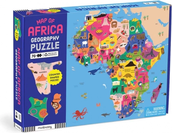 Mudpuppy geografické puzzle Mapa Afriky 70 dielikov