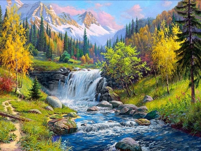 Diamantové maľovanie Horská riečka 30 × 40 cm