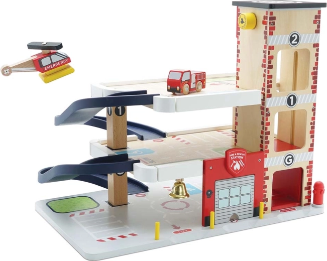 Le Toy Van drevená viacposchodová záchranárska garáž