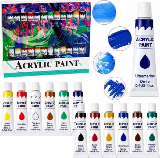 Sada akrylových farieb 24 farieb 12 ml