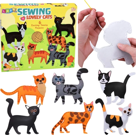 Kreatívna sada na šitie filcových mačičiek DIY (6 projektov)
