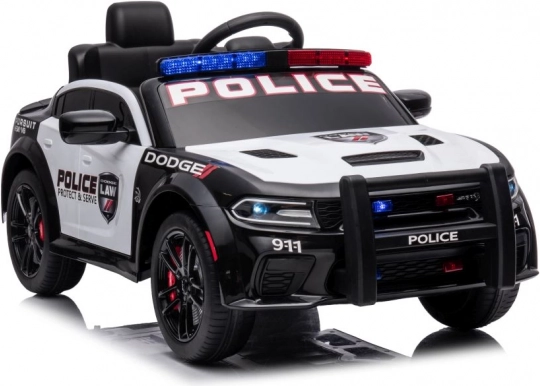 Elektrické policajné auto DODGE Charger pre deti – čierno-biele