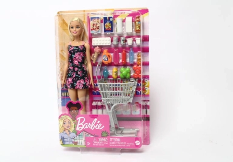 Bábika Barbie na nákupoch s vozíkom a doplnkami