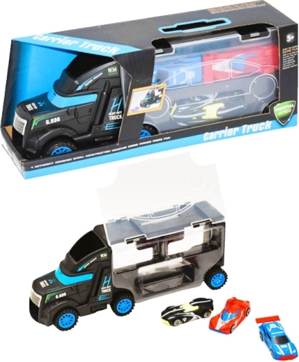 kamión s autíčkami s úložným kufríkom a 3 autíčkami