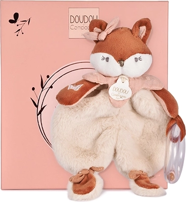Doudou darčeková sada plyšová líška Mina s hrkálkou 18 cm