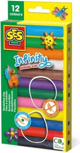 SES Plastelína Infinity 12 farieb 180 g