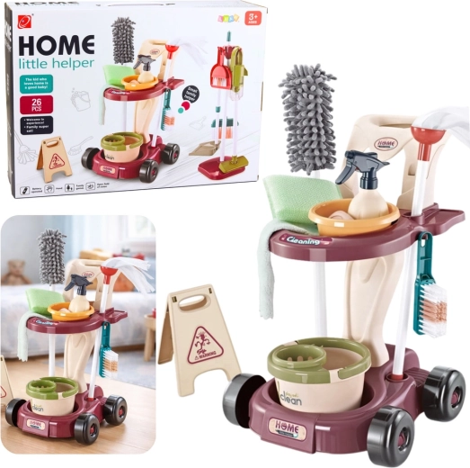 Detský upratovací vozík s mopom, vedrom a vysávačom – 26 dielov