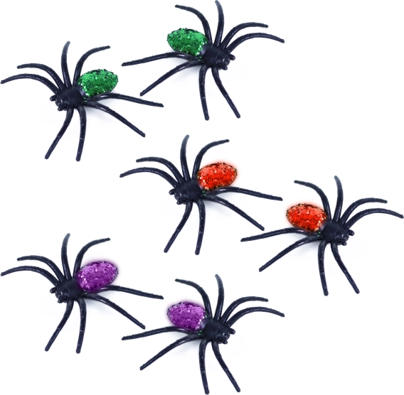 Dekorácie pavúky s trblietkami 3 farby