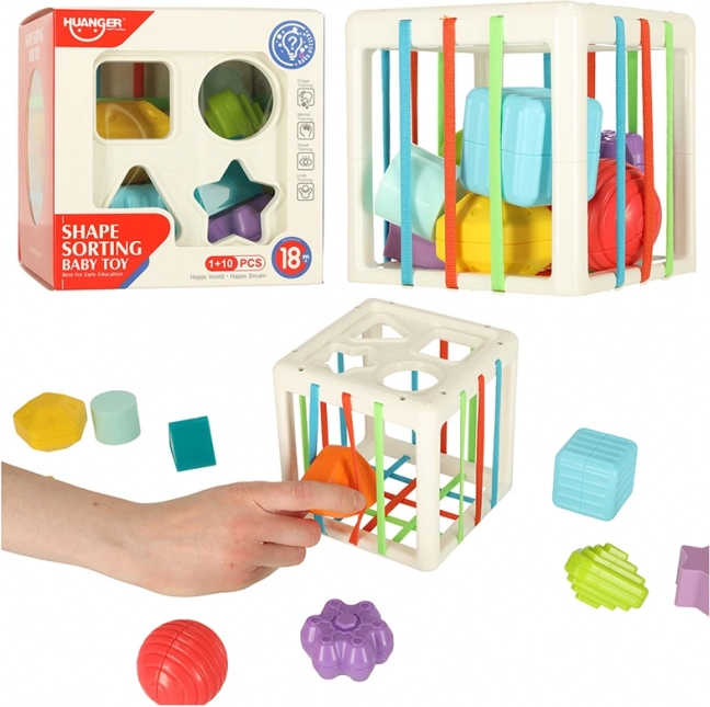 Elastická senzorická kocka s vkladačkou tvarov