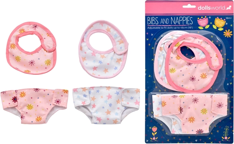 Dolls World podbradníky a plienky pre bábiky 46 cm