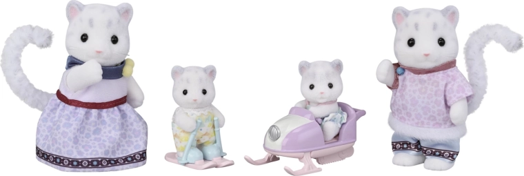 Sylvanian Families rodina snežných leopardov so snežným skútrom a lyžami