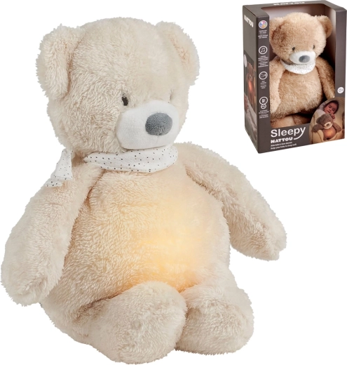 Nattou plyšový hudobný uspávačik so svetielkom a senzorom plaču Sleepy Bear béžový