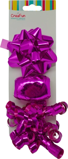 Darčeková sada metalických mašlí a stuhy, 3 ks (mašle 9 cm, stuha 10 m, mašlička 6 mm)