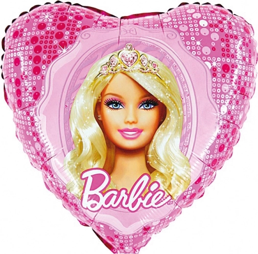 Barbie fóliový balónik v tvare srdca s korunou 43 cm - 1 kus