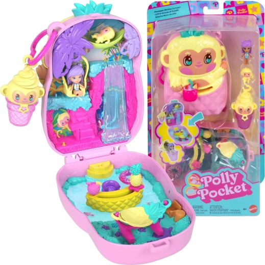 Polly Pocket ananásová opička – kompaktný herný set s figúrkami a doplnkami