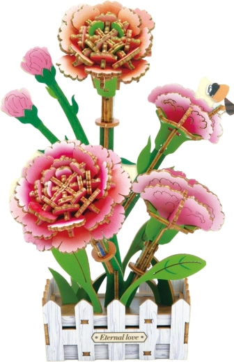3D drevená stavebnica karafiát 19,5 cm