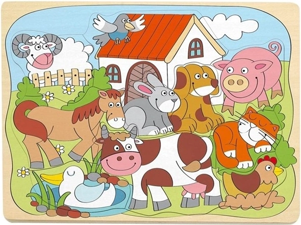 Woodyland drevené vkladacie puzzle veselé domáce zvieratká
