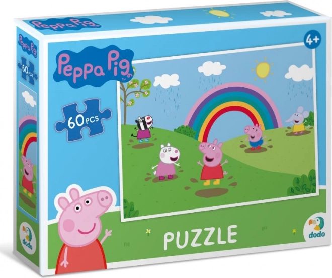 Puzzle Prasiatko Peppa Dúhové radovánky 60 dielikov