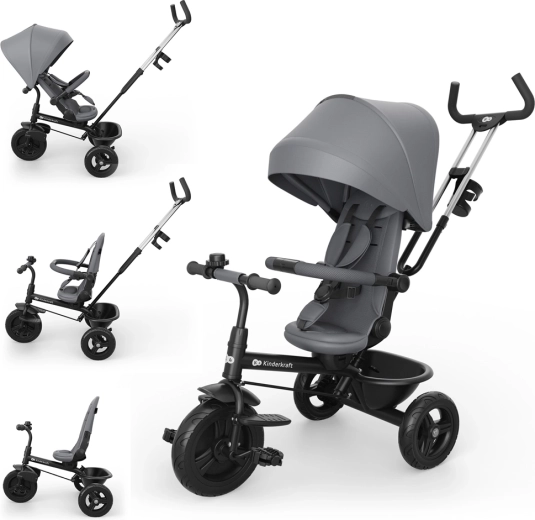 Kinderkraft Aston 2 Plus trojkolka 6v1 sivá