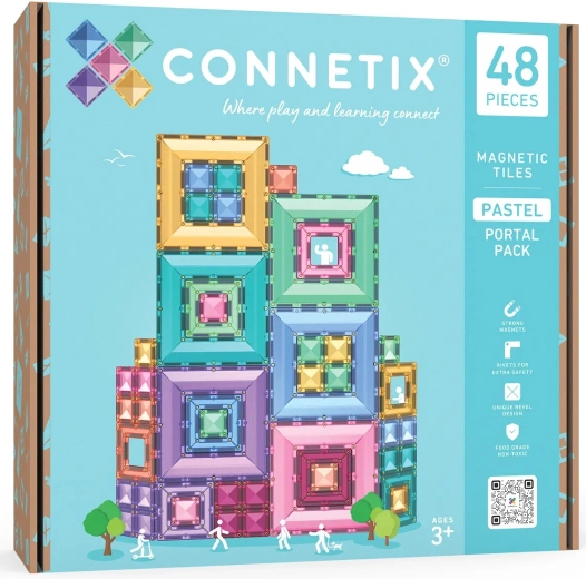 Connetix Pastel Portal Pack – kreatívne magnetické stavebnice, 48 dielov
