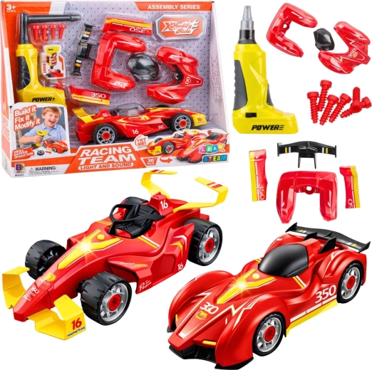 Sada na tuning pretekárskeho auta so skrutkovaním s aku skrutkovačom a svetlami