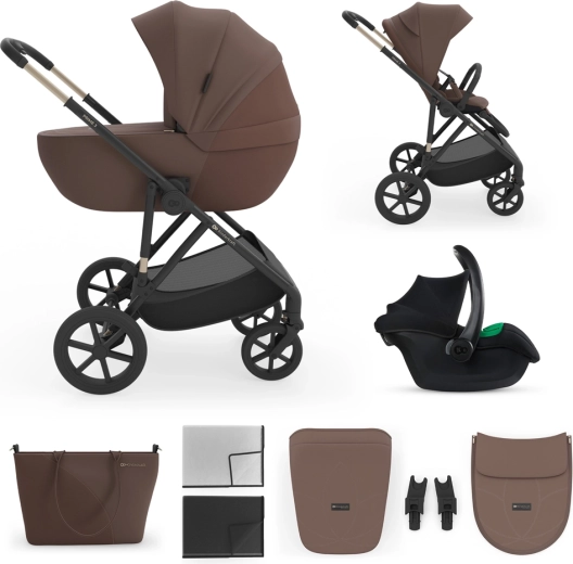 Kombinovaný kočík 3v1 Kinderkraft Prime 3 velvet mocca