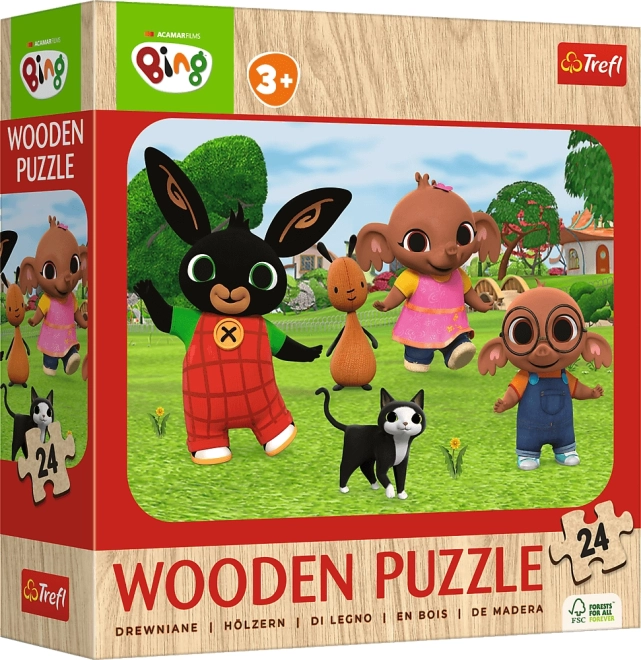 Drevené puzzle BING – Zoznámte sa s Bingom, 24 dielikov