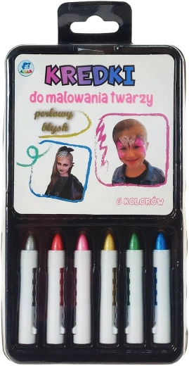 Perleťové ceruzky na maľovanie na tvár pre deti, sada 6 farieb