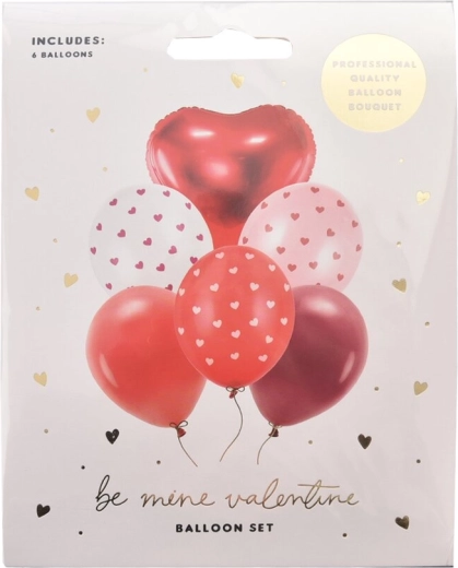 Sada valentínskych balónikov (mix latexových a fóliových) 6 ks