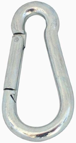 Oceľová karabína 90 × 8 mm, pozink, balenie 10 ks