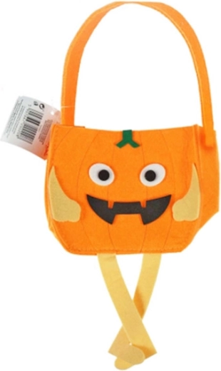 Halloweenový plstený košík tekvica