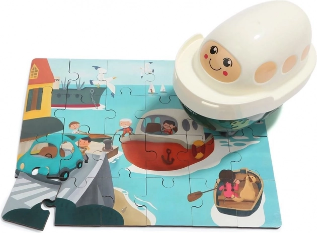 Top Bright drevené puzzle s hračkou loď, 24 dielikov