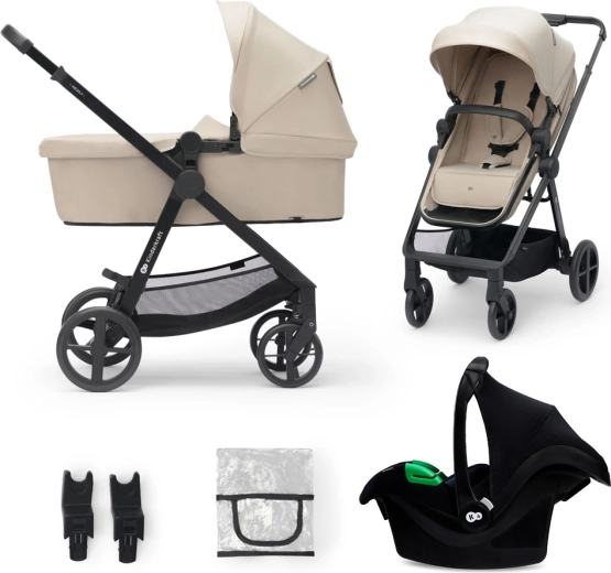 Kinderkraft kombinovaný kočík 3v1 Newly sand beige s autosedačkou Mink Pro