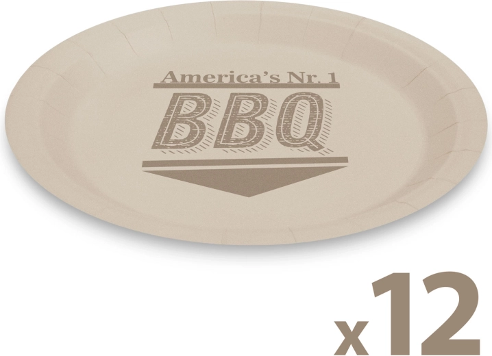 Papierové taniere BBQ 23 cm, 12 ks