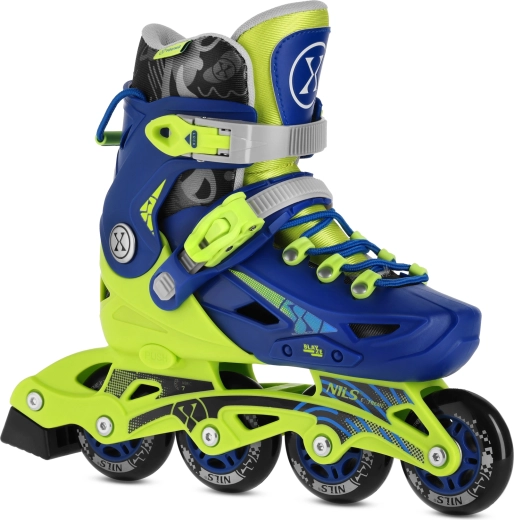 Detské nastaviteľné inline korčule NILS Extreme Blaze modré – M (35–38)