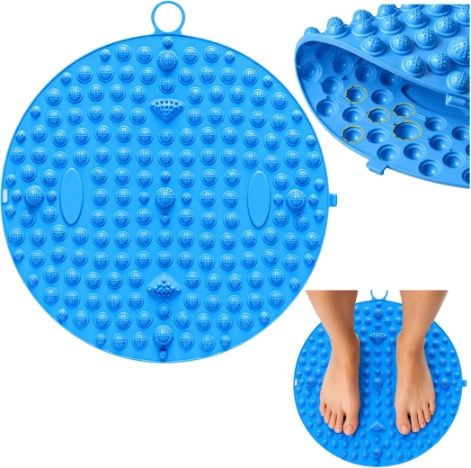 Kruhová akupresúrna masážna podložka na chodidlá s výstupkami, modrá 33 cm – 1 kus