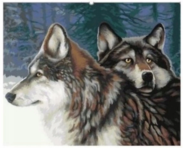 Maľovanie podľa čísel Vlci v lese 40 × 50 cm