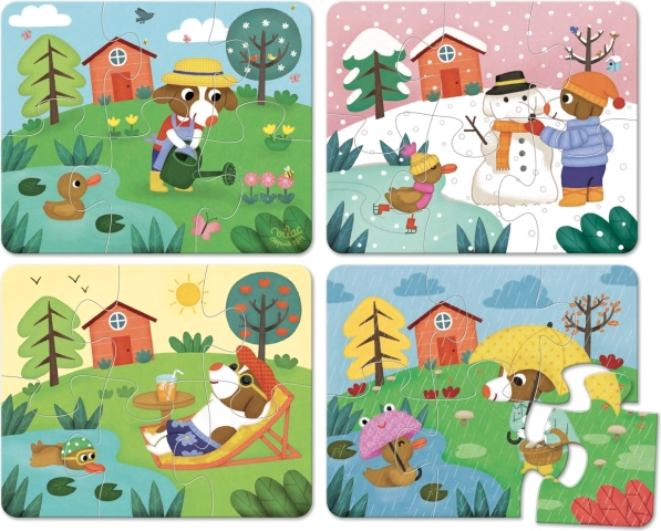 Vilac drevené puzzle štyri ročné obdobia v boxe