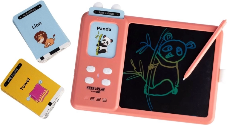 FREEON Free2Play interaktívna LCD tabuľka 2 v 1 na výučbu angličtiny Kiddigit ružová