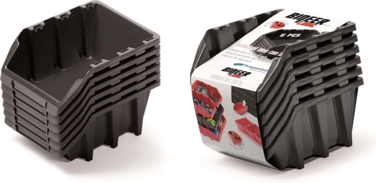 Sada úložných boxov BINEER Long, 6 ks, čierna