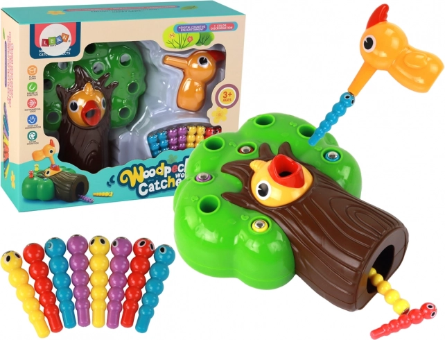 Magnetická zručnostná hra chyť červíka a nakŕm vtáčika