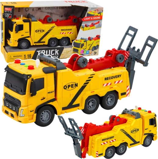 Odťahové auto s plošinou 1:16 so svetlami a zvukmi