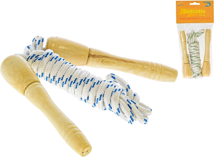 Švihadlo 270 cm s drevenými rukoväťami, 2 farby