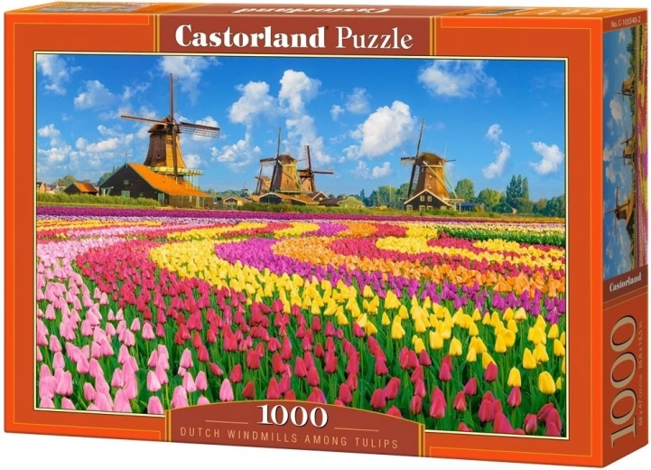 Puzzle Castorland holandské mlyny medzi tulipánmi 1000 dielikov