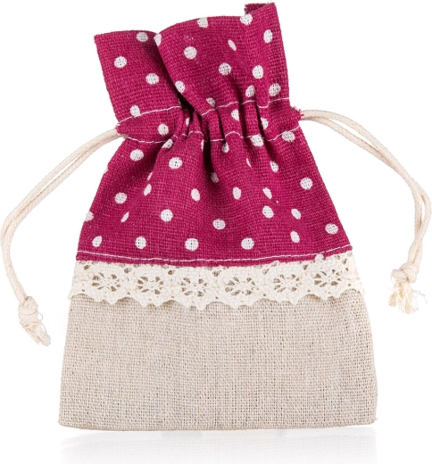 Dekoratívne bavlnené vrecúško DOTS 10 × 13 cm, červené