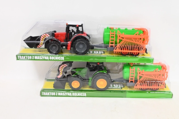 Traktor s čelným nakladačom a poľnohospodárskym strojom