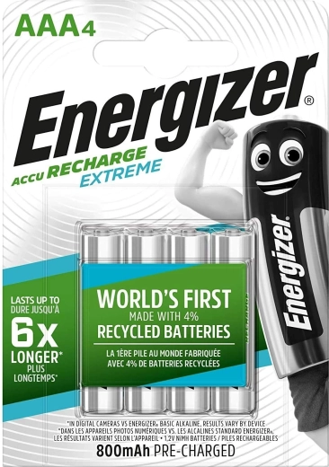 Energizer Extreme AAA nabíjacie batérie 800 mAh, 4 ks
