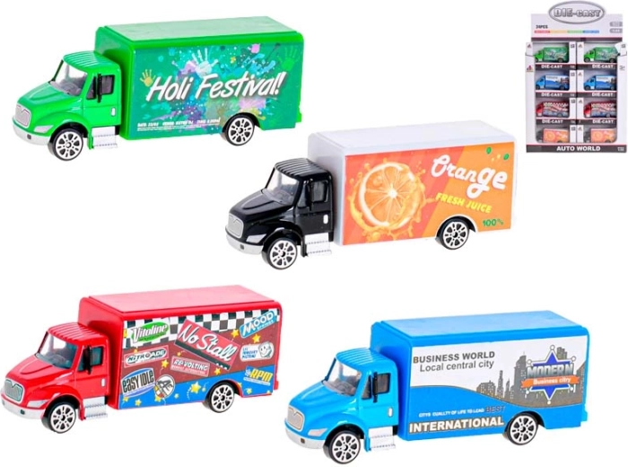 Kovové nákladné autíčko 9,5 cm 1:55, voľnobeh, 4 farby