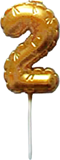 Tortová sviečka číslica 2 zlatá 6 cm