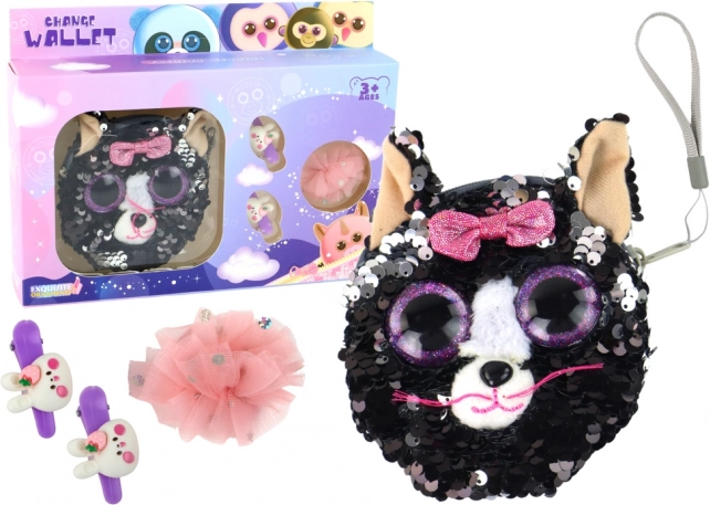 Set pre dievčatá so sponkami a peňaženkou Mačička